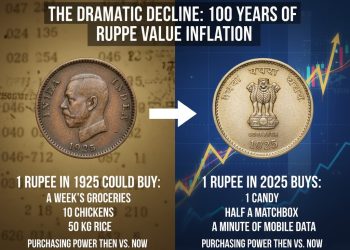 What will be the value of 1 rupee in 1925 after 100 years